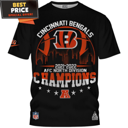 Cincinnati Bengals 2021 2022 AFC North Division Champions TShirt, Cincinnati Bengals Gift Ideas  Best Personalized Gift