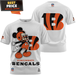 Cincinnati Bengals Mickey Football Player Tshirt, Bengals Gifts Ideas undefined Best Personalized Gift undefined Unique Gifts Idea