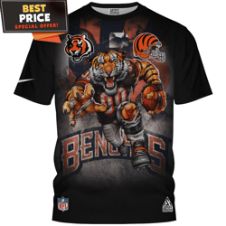 Cincinnati Bengals Roaring Tiger Player Graphic TShirt, Best Gifts For Bengals Fans  Best Personalized Gift  Unique Gift