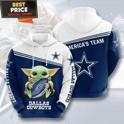 Dallas Cowboys Baby Yoda Love Football 3D Hoodie, Dallas Cowboys Gifts for Friends and Family  Best Personalized Gift  U