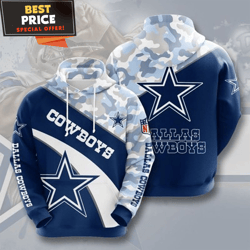 Dallas Cowboys Camo Ice Hoodie, NFL Hoodie for Fan  Best Personalized Gift  Unique Gifts Idea