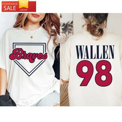 98 Braves Morgan Wallen Shirt Printed 2 Sides Atl shirt  Happy Place for Music Lovers