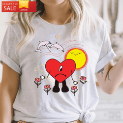Bad Bunny Heart Shirt, Un Verano Sin Ti Album, Bad Bunny Graphic Tee  Happy Place for Music Lovers