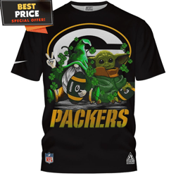 Green Bay Packers Baby Yoda and Lucky Gnome Big Fan TShirt, Gifts For Green Bay Packers Fans  Best Personalized Gift  Un