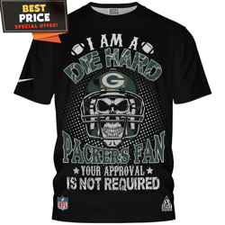 Green Bay Packers NFL Helmet Skull Im Die Hard Packers Fan TShirt, Best Gift For A Packers Fan  Best Personalized Gift