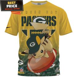 Green Bay Packers x Pikachu Big Fan Fullprinted TShirt, Packers Gifts  Best Personalized Gift  Unique Gifts Idea