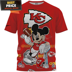 Kansas City Chiefs x Mickey Champions Cup Fullprinted TShirt, Kc Chiefs Gifts For Him  Best Personalized Gift  Unique Gi