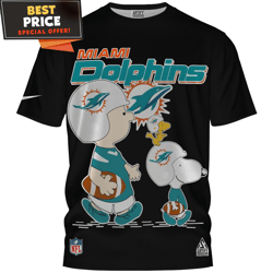 Miami Dolphins Charlie Brown And Snoopy Game Day TShirt, Miami Dolphins Gifts For Men  Best Personalized Gift  Unique Gi
