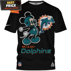 Miami Dolphins Mickey Big Fan TShirt, Miami Dolphins Gifts For Men  Best Personalized Gift  Unique Gifts Idea