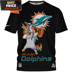 Miami Dolphins Unicorn Dabbing Football Fan TShirt, Ultimate Dolphins Fan Gift  Best Personalized Gift  Unique Gifts Ide