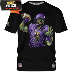 Minnesota Vikings Cool Zombie NFL Player TShirt, Minnesota Vikings Gifts For Him  Best Personalized Gift  Unique Gifts I