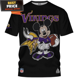 Minnesota Vikings Mickey NFL Player TShirt, Gifts For Minnesota Vikings Fans  Best Personalized Gift  Unique Gifts Idea