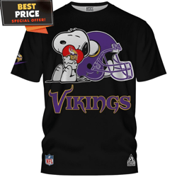 Minnesota Vikings Snoopy Love Heart NFL Helmet TShirt, Funny Minnesota Vikings Gifts  Best Personalized Gift  Unique Gif