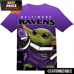 NFL Baltimore Ravens Star Wars Grogu Baby Yoda TShirt, NFL Graphic Tee for Men, Women, and Kids  Best Personalized Gift