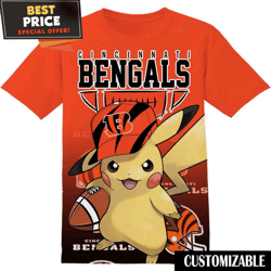 NFL Cincinnati Bengals Pokemon Pikachu TShirt, NFL Graphic Tee for Men, Women, and Kids  Best Personalized Gift  Unique