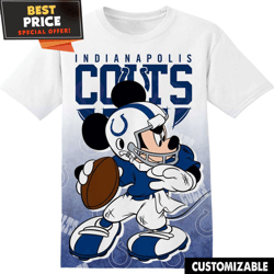 NFL Indianapolis Colts Disney Mickey TShirt, NFL Graphic Tee for Men, Women, and Kids  Best Personalized Gift  Unique Gi