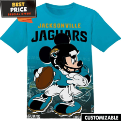 NFL Jacksonville Jaguars Mickey TShirt, NFL Graphic Tee for Men, Women, and Kids  Best Personalized Gift  Unique Gifts I