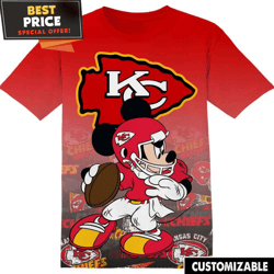 NFL Kansas City Chiefs Red Mickey TShirt, NFL Graphic Tee for Men, Women, and Kids  Best Personalized Gift  Unique Gifts