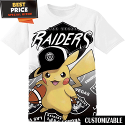 NFL Las Vegas Raiders Pokemon Pikachu TShirt, NFL Graphic Tee for Men, Women, and Kids  Best Personalized Gift  Unique G