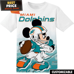 NFL Miami Dolphins Mickey TShirt, NFL Graphic Tee for Men, Women, and Kids  Best Personalized Gift  Unique Gifts Idea