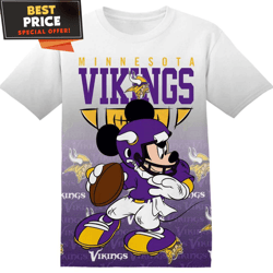 NFL Minnesota Vikings Mickey TShirt, NFL Graphic Tee for Men, Women, and Kids  Best Personalized Gift  Unique Gifts Idea