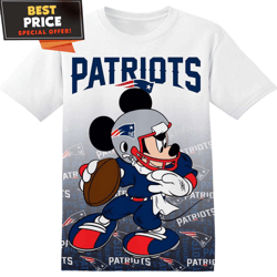 NFL New England Patriots Disney Mickey TShirt, NFL Graphic Tee for Men, Women, and Kids  Best Personalized Gift  Unique