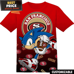 NFL San Francisco 49ers Sonic the Hedgehog TShirt, NFL Graphic Tee for Men, Women, and Kids  Best Personalized Gift  Uni