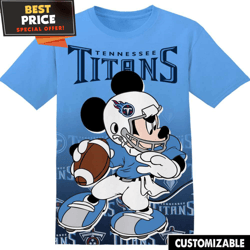 NFL Tennessee Titans Mickey TShirt, NFL Graphic Tee for Men, Women, and Kids  Best Personalized Gift  Unique Gifts Idea