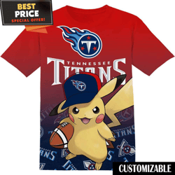 NFL Tennessee Titans Pokemon Pikachu TShirt, NFL Graphic Tee for Men, Women, and Kids  Best Personalized Gift  Unique Gi