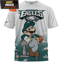 Philadelphia Eagles x Mario Champion Cup Pull Over Printed TShirt, Eagles Football Team Gifts  Best Personalized Gift  U