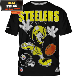 Pittsburgh Steelers Mickey Kick Tshirt, Ultimate Steelers Fan Gift undefined Best Personalized Gift undefined Unique Gifts Idea