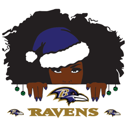 Baltimore Ravens Santa Black Girl SVG
