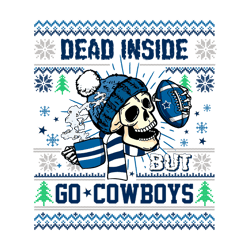 Funny Skull Dead Inside But Go Cowboys SVG
