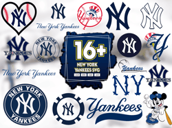 16 Files New York Yankees Svg Bundle, Yankees Svg, Yankees Logo Svg