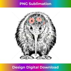 kiwi bird with floral headband - futuristic png sublimation file - rapidly innovate your artistic vision