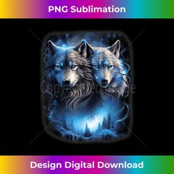 wolf wolves in forest galaxy moon fantasy art wildlife - futuristic png sublimation file - enhance your art with a dash of spice