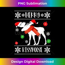womens funny punny merry kiss moose santa hat ornament pun clothes v-neck - sublimation-optimized png file - spark your artistic genius
