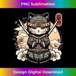 Japanese Samurai Cat Tattoo, Kawaii Ninja Cat Women, Girls - Futuristic PNG Sublimation File - Rapidly Innovate Your Artistic Vision