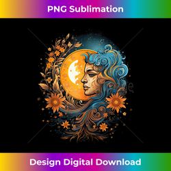 mystic sun and moon woman mystical flowers aesthetic - Eco-Friendly Sublimation PNG Download - Enhance Your Art with a Dash of Spice