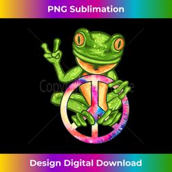 Frog Peace Hand Sign on a Tie Dye Peace Symbol Cool Retro - Contemporary PNG Sublimation Design - Animate Your Creative Concepts