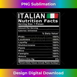 Italian Nutrition Facts T - Sleek Sublimation PNG Download - Pioneer New Aesthetic Frontiers