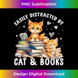 Fun Easily Distracted by Cats and Books With Mice and Coffee - Sleek Sublimation PNG Download - Immerse in Creativity with Every Design