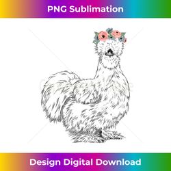 silkie chicken with floral headband farm animal - bespoke sublimation digital file - striking & memorable impressions
