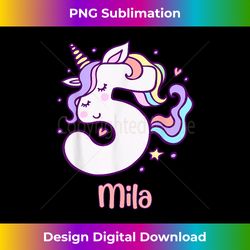 5th Birthday Girl Unicorn Lovers Mila Birthday Daughter - Urban Sublimation PNG Design - Craft with Boldness and Assurance