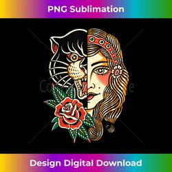 Gypsy Panther American Traditional Tattoo Ink Old School - Artisanal Sublimation PNG File - Animate Your Creative Concepts