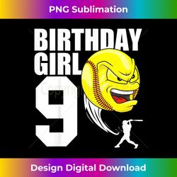 9 Year Old Softball Birthday Party Theme 9th for Girl - Timeless PNG Sublimation Download - Spark Your Artistic Genius