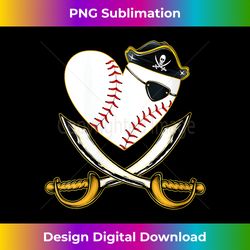 s The Vintage Pirate Baseball Heart With Skull Hat - Sublimation-Optimized PNG File - Chic, Bold, and Uncompromising