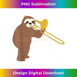 Funny Sloth Playing Trombone Brass Music - Innovative PNG Sublimation Design - Pioneer New Aesthetic Frontiers