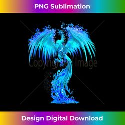 Blue Ice Phoenix Rises From The Fiery Ashes Fantasy - Classic Sublimation PNG File - Lively and Captivating Visuals