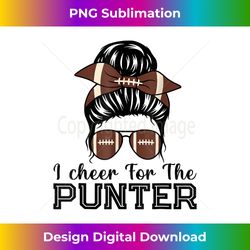 I Cheer For The Punter Football Mom Messy Bun - Sublimation-Optimized PNG File - Lively and Captivating Visuals